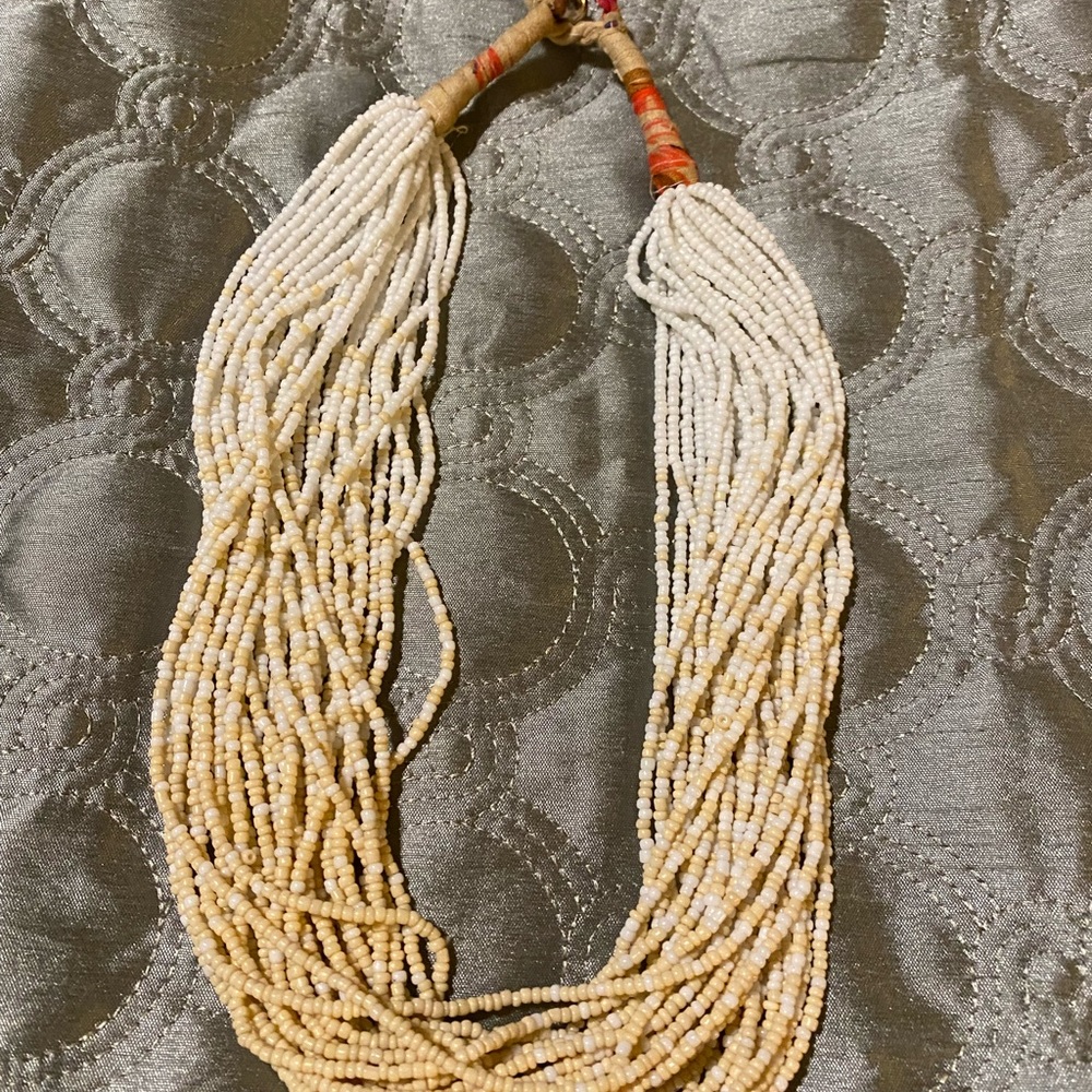Beaded white and beige Necklace